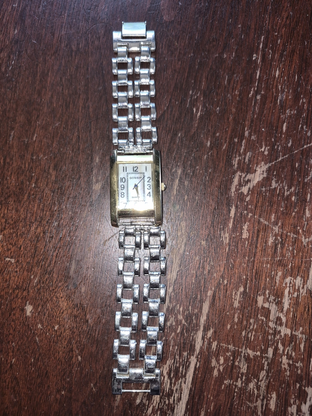 Gossip Two-Tone Rectangular Bracelet Watch - Silver and Gold